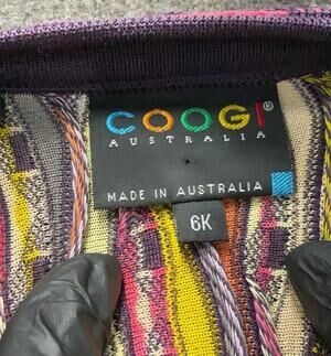 COOGI Australia Vintage Kids 6K Y2K Multicolor Mercerised Knit Cotton 3D Sweater